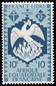 French Equatorial Africa #143  MNH - 10c dk blu bro Phoenix (1941)