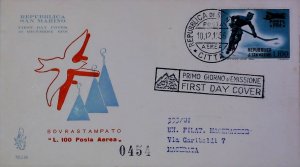 1956 FDC San Marino Ice Hockey Player Stamp 20762-