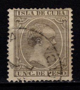 Cuba 1891 Alfonso XIII key-type inscr 'ISLA DE CUBA', 1c Grey [Used]