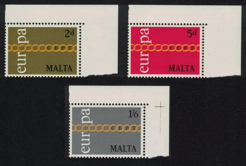 Malta Chain of Os Europa 3v Corners 1971 MNH SG#449-451