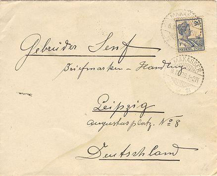 Netherlands Indies 20c Wilhelmina 1926 Makasser to Leipzig, Germany.  EUROPEA...