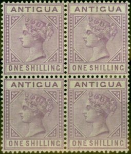 Antigua 1886 1s Mauve SG30 Fine & Fresh LMM Block of 4 Rare Multiple