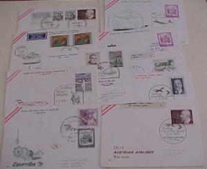 AUSTRIA    10 DIFF. FLIGHT COVERS 1974-1978