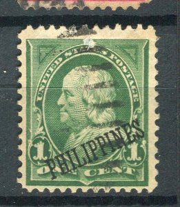 PHILIPPINES; 1890s early classic USA Optd. issue fine used 1c. value