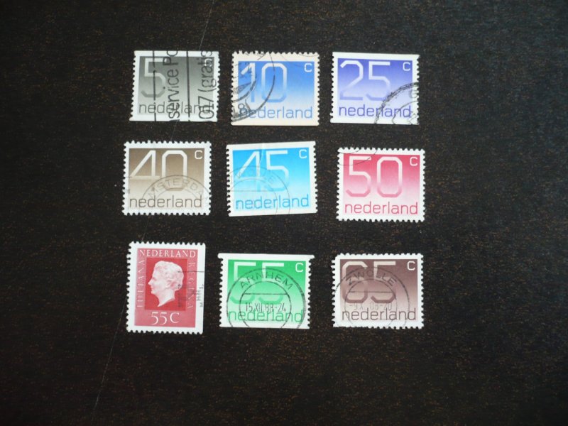 Stamps - Netherlands - Scott# 536-543,545 - Used Part Set of 9 Stamps