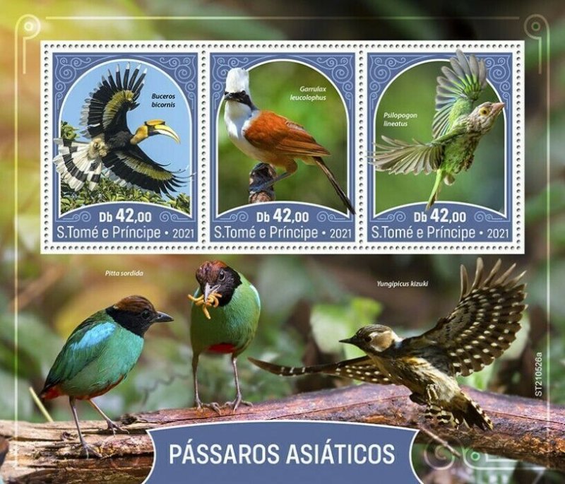 2021/10 -SAO TOME - ASIAN BIRDS            3V complet set    MNH ** T