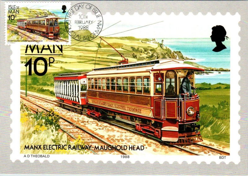 Isle of Man 347-358 Trams Trains Set of Twelve Maxi Cards U/A FDC