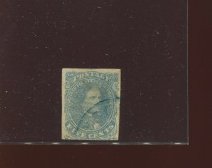 Confederate States Scott 4 Used Stamp with Blue Cancel (CSA 4-1)
