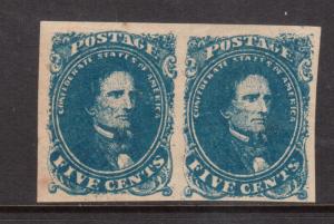 USA Confederate States #4 Very Fine Mint Pair **With Certificate** 