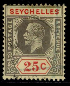 SEYCHELLES GV SG114, 25c black & red/pale yellow, USED. Cat £27.