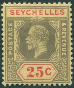 Seychelles 1920 25c black & red on buff Die I SG89 unused