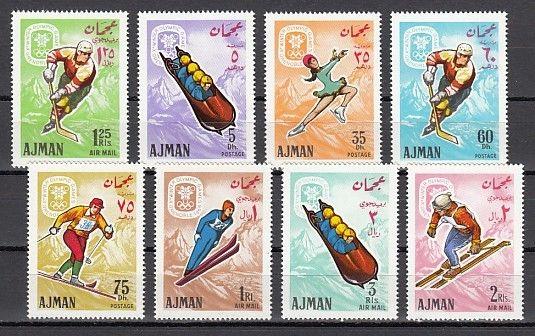 Ajman, Mi cat. 199-206 A. Grenoble Winter Olympics issue. ^