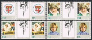 Fiji 470-473 gutter, MNH. Mi 464-467. Princess Diana 21st birthday, 1982. Arms.