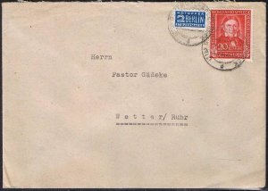 Germany 1949,Sc.#B312 used, welfare: Friedrich Fröbel (1782-1852) on cover