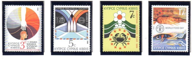 Cyprus Sc 733-6 1990 various Anniversaries  stamp set mint NH