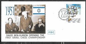 2015 Israel Postal Cover FDC David Ben-Gurion - first chess tournament in Israel