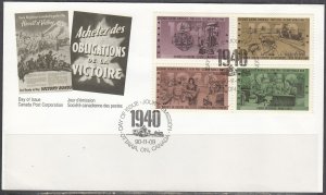 Canada Scott 1301a FDC - Second World War Issue, 1940