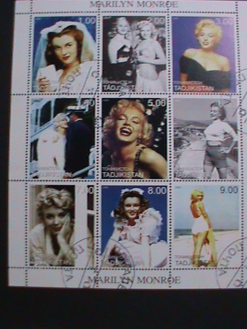 ​TAJIKISTAN 1999-BEAUTIFUL SEXY MOVIE STAR-MARILYN MONROE-CTO- SHEET VERY FINE