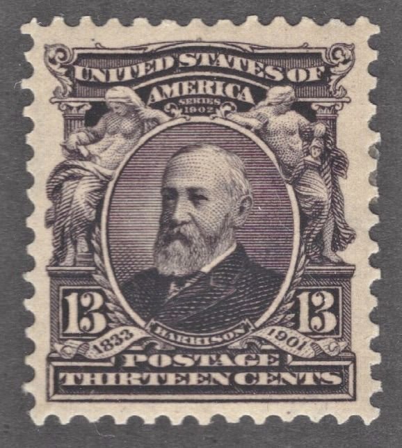 US  #308 Benjamin Harrison 13c (1902) Mint XF OG HR