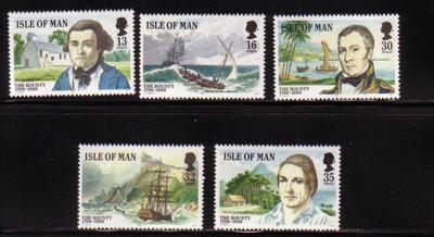 Isle of Man Sc 389-93 1989 Mutiny Bounty stamp set mint NH