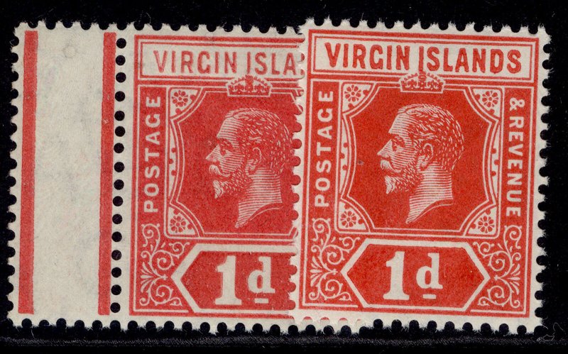 BRITISH VIRGIN ISLANDS GV SG70 + 70b, 1d SHADE VARIETIES, M MINT. Cat £11.