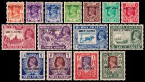 Burma Scott 35-44, 46-50 (1945) Mint H VF, CV $6.70 Q