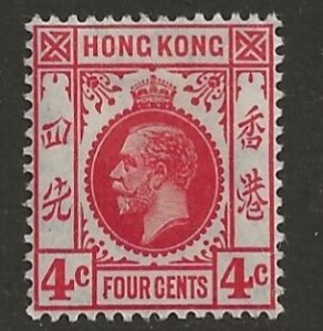 Hong Kong 111   1912  4 cents   fine mint  hinged