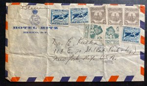 1950s Mexico City  Mexico Hotel Ritz Airmail Cover To New York USA