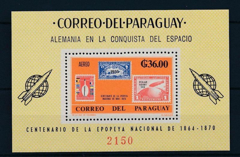 [35583] Paraguay 1966 German contribution Space travel Perforated Sheet MNH