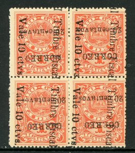 Nicaragua 1911 Railroad Revenue 20¢/10¢/1¢ Postal SC Inverted Sc 288a Block Q459
