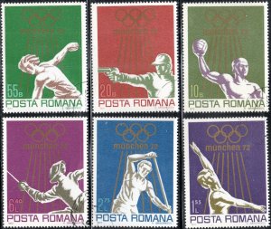 Romania 2341-46 - Cto - Munich Olympics '72 (Cpl) (1972) (cv $3.10)