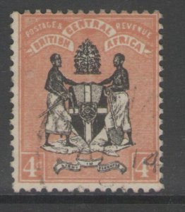 NYASALAND SG23 1895 4d BLACK & REDDISH-BUFF USED