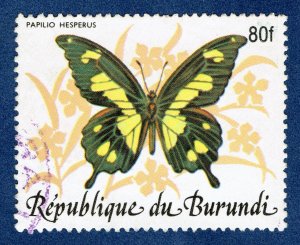 [sto666c] BURUNDI 1989 Scott#654E SURCHARGED 80frs BUTTERFLY Used — RARE