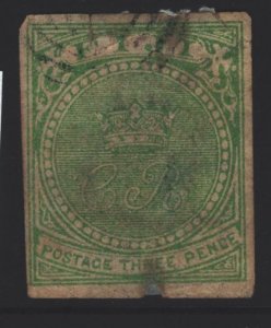 Fiji Sc#16 Used Imperf - thinned and tear at top - Spiro Forgery