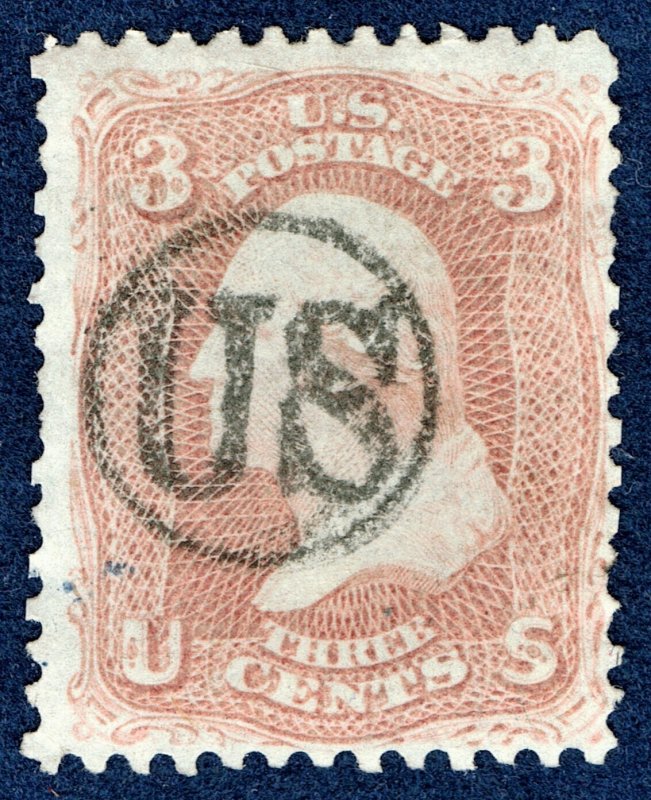 [st7084] Scott#65 used Fancy US in Circle Cancel of Keeseville NY NICE STRIKE