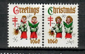 Christmas Seals from 1960 MNH Attached Pair