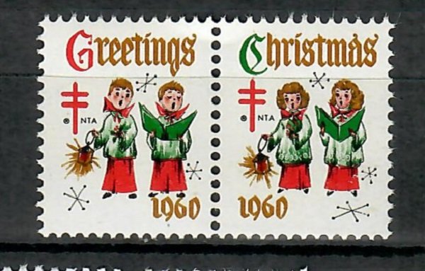 Christmas Seals from 1960 MNH Attached Pair