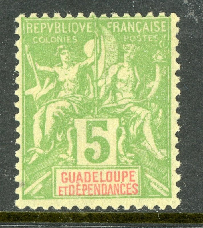 Guadeloupe 1901 French Colony 5¢ Yel Grn Commerce & Navigation SG #48 Mint D928