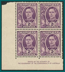 Australia 1948 King George VI, 2d Imprint block MLH #225,SG230