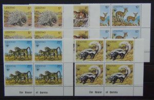 Lesotho 1977 Animals set in block x 4 MNH