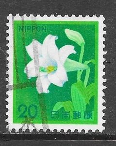 Japan 1423: 20y White Trumpet Lily (Lilium Longiflorum), used, F-VF