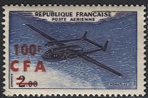 REUNION France 1961 Sc C48 Mint NH MNH VF - 100F on 2F - Airplane