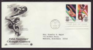 US Diving Olympics 1984 PCS Typed FDC BIN