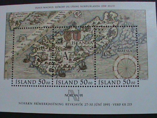 ​ICELAND-1990-SC#715 NODIA'91- STAMP SHOW- WORLD STAMP DAY MNH S/S-VERY FINE