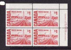 Canada-Sc#465Biii-Unused $1 Oil Field plate block #2 UR-LF PVA-OG NH-1971-