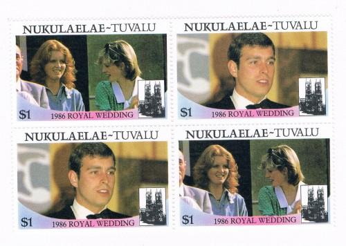 Tuvalu Nukulaelae 62a-b Pair MNH Blk 4 Royal Wedding 1986 (T0022)