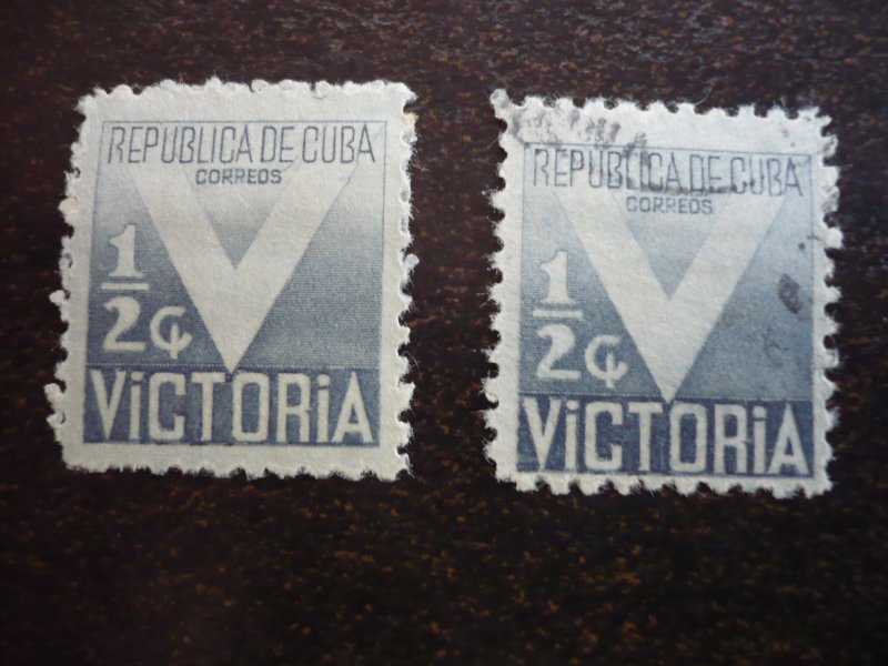 Stamps - Cuba - Scott# RA6 - Mint Hinged & Used set of 2 Postal Tax Stamps