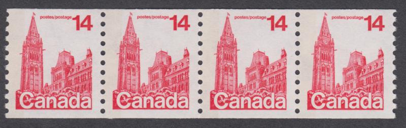 Canada - #730 14c Parliament Buildings Coil Strip Of Four - MNH