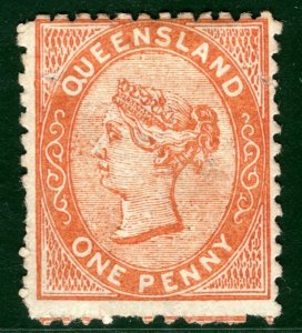 Australia States QUEENSLAND SG.134b 1d Reddish Brown Mint MNG Cat £120- EBLUE112