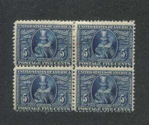 1907 US Stamps #330 5c Mint Hinged Fine Block of 4 Jamestown Exposition Issue